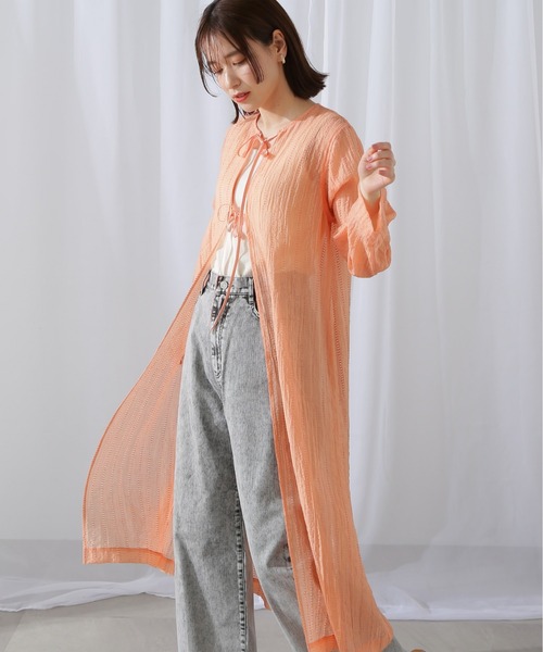 N.（N. Natural Beauty Basic）（エヌエヌナチュラルビューティーベーシック）の「◆ダブルリボンシアーワンピース（ワンピース・レディース・オレンジ/オフホワイト・MEDIUM）」の8枚目の写真