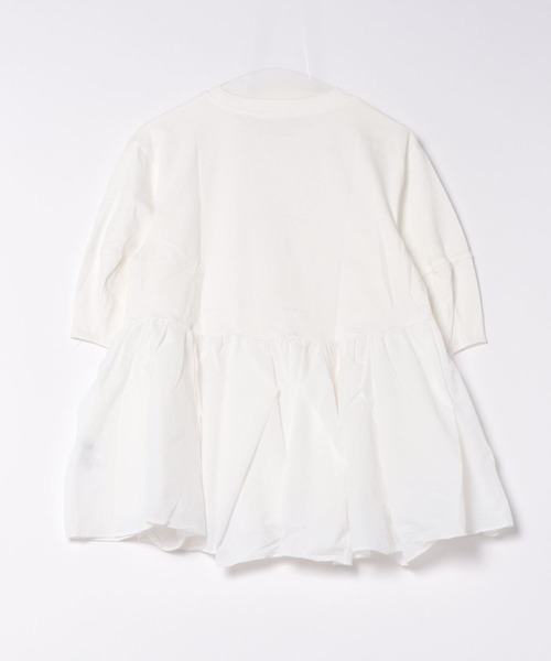 each（イーチ）の「裾ナイロン切替ランタンスリーブペプラムカットソー（Tシャツ/カットソー・レディース・ホワイト/ブラック/グレイッシュベージュ/ブラック×ブラック/ホワイト系その他/ブラック×グレー/ホワイト×シルバー/ブラック×シルバー・FREE）」の19枚目の写真