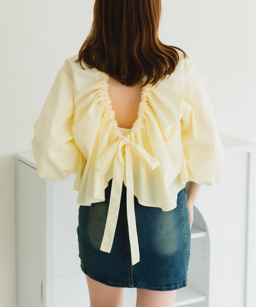 fupel(フぺル)の「2WAYバックシャンリボンブラウス(シャツ/ブラウス・レディース・オフホワイト/ブルー/ライトイエロー/ピンク・FREE)」の14枚目の写真