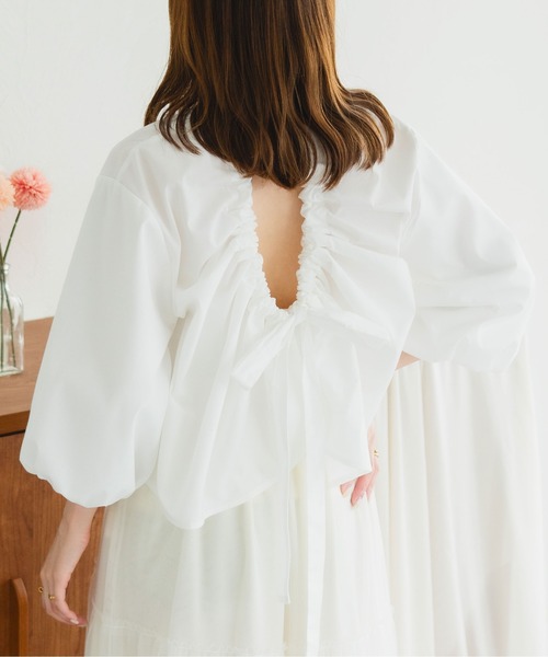 fupel(フぺル)の「2WAYバックシャンリボンブラウス(シャツ/ブラウス・レディース・オフホワイト/ブルー/ライトイエロー/ピンク・FREE)」の5枚目の写真