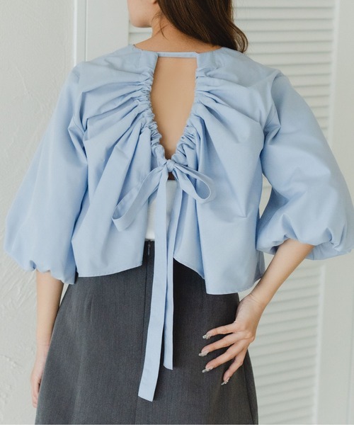 fupel(フぺル)の「2WAYバックシャンリボンブラウス(シャツ/ブラウス・レディース・オフホワイト/ブルー/ライトイエロー/ピンク・FREE)」の19枚目の写真