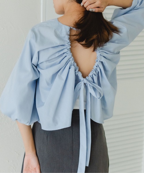 fupel(フぺル)の「2WAYバックシャンリボンブラウス(シャツ/ブラウス・レディース・オフホワイト/ブルー/ライトイエロー/ピンク・FREE)」の20枚目の写真