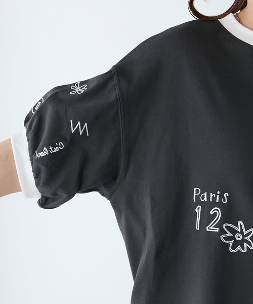 BONLECILL（ボンルシール）の「レタードデザイン リンガーボリュームスリーブTEE（Tシャツ/カットソー・レディース・チャコールグレー/オートミール/レッド・FREE）」の12枚目の写真