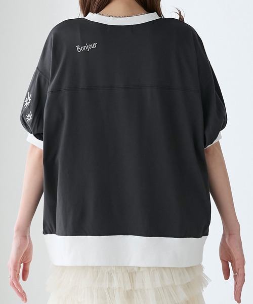 BONLECILL（ボンルシール）の「レタードデザイン リンガーボリュームスリーブTEE（Tシャツ/カットソー・レディース・チャコールグレー/オートミール/レッド・FREE）」の18枚目の写真