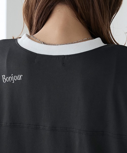BONLECILL（ボンルシール）の「レタードデザイン リンガーボリュームスリーブTEE（Tシャツ/カットソー・レディース・チャコールグレー/オートミール/レッド・FREE）」の19枚目の写真