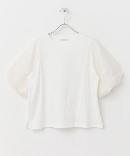 F by ROSSO(エフバイロッソ)の「F by ROSSO オーガンジードッキングプルオーバー(Tシャツ/カットソー・レディース・ネイビー/オフホワイト・FREE)」の10枚目の写真