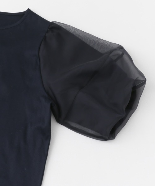 F by ROSSO(エフバイロッソ)の「F by ROSSO オーガンジードッキングプルオーバー(Tシャツ/カットソー・レディース・ネイビー/オフホワイト・FREE)」の12枚目の写真