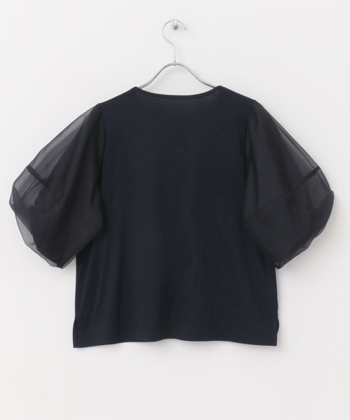 F by ROSSO(エフバイロッソ)の「F by ROSSO オーガンジードッキングプルオーバー(Tシャツ/カットソー・レディース・ネイビー/オフホワイト・FREE)」の13枚目の写真