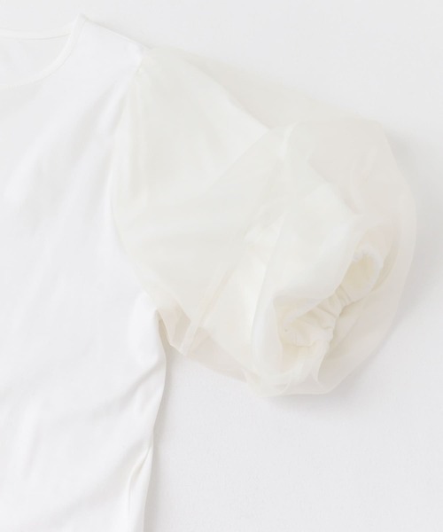 F by ROSSO(エフバイロッソ)の「F by ROSSO オーガンジードッキングプルオーバー(Tシャツ/カットソー・レディース・ネイビー/オフホワイト・FREE)」の15枚目の写真