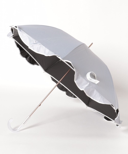 LBC(エルビーシー)の「ラウンドフリル 遮光 日傘(長傘・レディース・グレー/ピンク・FREE)」の4枚目の写真