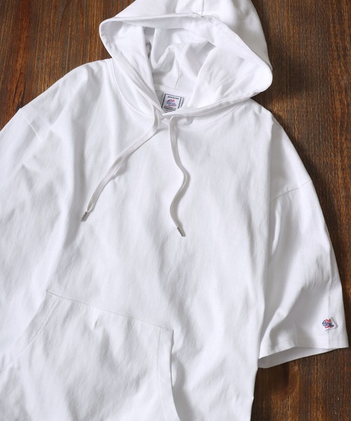 JEMORGAN（ジェーイーモーガン）の「JEMORGAN/ジェーイーモーガン ミニワッペン ビッグシルエット 半袖Tパーカー フーディー レディース メンズ（パーカー・メンズ・オフホワイト/ブラック/カーキ/ピンク/ライトグレー/ベージュ/ネイビー・L/XL/M）」の2枚目の写真