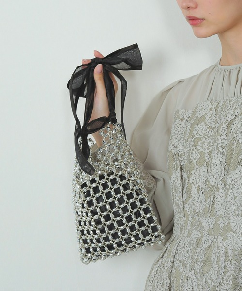 Kana（カナ）の「マルチway ビーズ オーガンジー 巾着付き パーティー バッグ（ショルダーバッグ・レディース・ベージュ/ブラック/グレー・フリー）」の2枚目の写真