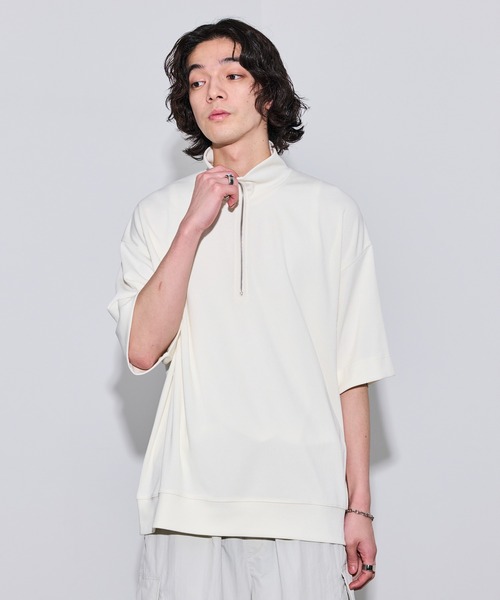 JUNRED(ジュンレッド)の「ハーフジップルーズプルオーバー(Tシャツ/カットソー・メンズ・オレンジ/チャコールグレー/グリーン系その他2/ホワイト系その他・M/S/L)」の9枚目の写真