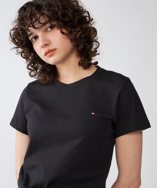 TOMMY HILFIGER(トミーヒルフィガー)の「ベーシッククルーネックTシャツ(Tシャツ/カットソー・レディース・ホワイト/ネイビー/ブラック・LARGE/MEDIUM/SMALL)」の2枚目の写真