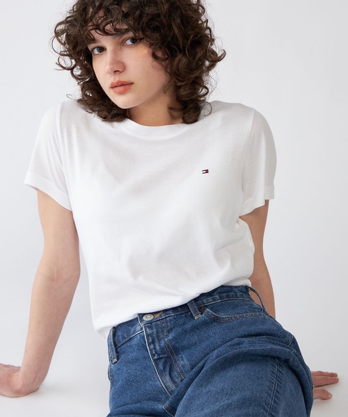 TOMMY HILFIGER(トミーヒルフィガー)の「ベーシッククルーネックTシャツ(Tシャツ/カットソー・レディース・ホワイト/ネイビー/ブラック・LARGE/MEDIUM/SMALL)」の6枚目の写真