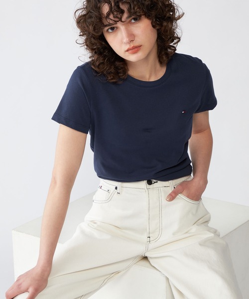 TOMMY HILFIGER(トミーヒルフィガー)の「ベーシッククルーネックTシャツ(Tシャツ/カットソー・レディース・ホワイト/ネイビー/ブラック・LARGE/MEDIUM/SMALL)」の9枚目の写真