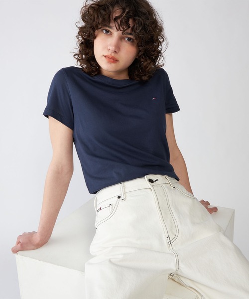 TOMMY HILFIGER(トミーヒルフィガー)の「ベーシッククルーネックTシャツ(Tシャツ/カットソー・レディース・ホワイト/ネイビー/ブラック・LARGE/MEDIUM/SMALL)」の10枚目の写真