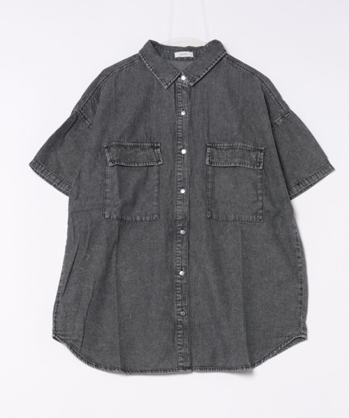 saloon（サルーン）の「SALOON(サルーン)/ 【InRed7月号掲載】《再入荷》6.5OZデニム半袖シャツ【手洗い可】（シャツ/ブラウス・レディース・ブラック/ライトブルー・FREE）」の14枚目の写真