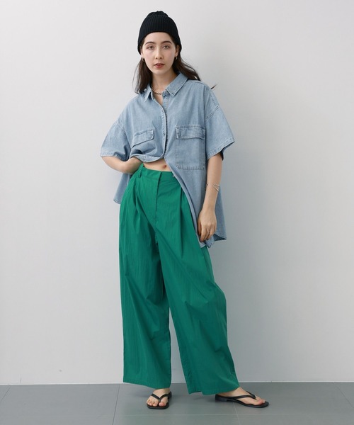 saloon（サルーン）の「SALOON(サルーン)/ 【InRed7月号掲載】《再入荷》6.5OZデニム半袖シャツ【手洗い可】（シャツ/ブラウス・レディース・ブラック/ライトブルー・FREE）」の9枚目の写真