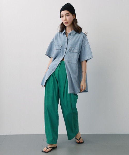 saloon（サルーン）の「SALOON(サルーン)/ 【InRed7月号掲載】《再入荷》6.5OZデニム半袖シャツ【手洗い可】（シャツ/ブラウス・レディース・ブラック/ライトブルー・FREE）」の11枚目の写真