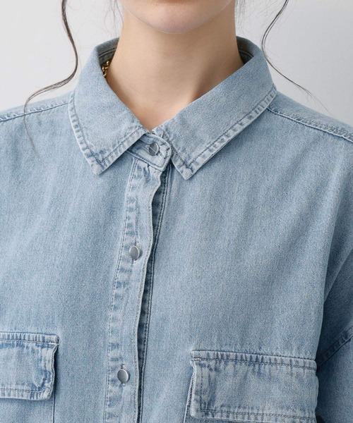 saloon（サルーン）の「SALOON(サルーン)/ 【InRed7月号掲載】《再入荷》6.5OZデニム半袖シャツ【手洗い可】（シャツ/ブラウス・レディース・ブラック/ライトブルー・FREE）」の21枚目の写真