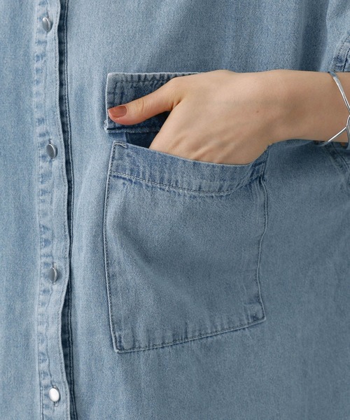 saloon（サルーン）の「SALOON(サルーン)/ 【InRed7月号掲載】《再入荷》6.5OZデニム半袖シャツ【手洗い可】（シャツ/ブラウス・レディース・ブラック/ライトブルー・FREE）」の17枚目の写真