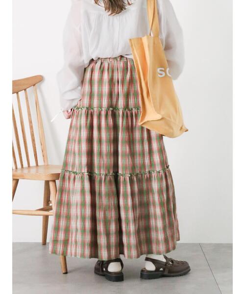ehka sopo（エヘカソポ）の「チェックティアードスカート（スカート・レディース・グリーン/ネイビー/キャメル・F）」の8枚目の写真