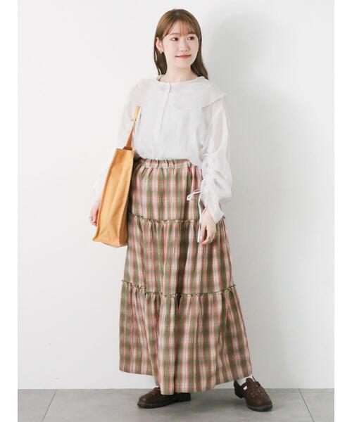 ehka sopo（エヘカソポ）の「チェックティアードスカート（スカート・レディース・グリーン/ネイビー/キャメル・F）」の11枚目の写真