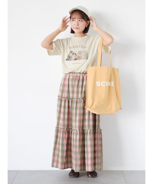 ehka sopo（エヘカソポ）の「チェックティアードスカート（スカート・レディース・グリーン/ネイビー/キャメル・F）」の12枚目の写真