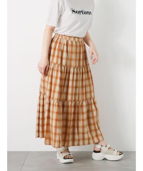 ehka sopo（エヘカソポ）の「チェックティアードスカート（スカート・レディース・グリーン/ネイビー/キャメル・F）」の15枚目の写真