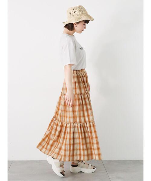 ehka sopo（エヘカソポ）の「チェックティアードスカート（スカート・レディース・グリーン/ネイビー/キャメル・F）」の17枚目の写真