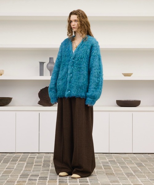 Wool blend super volume shaggy knit cardigan / ウールブレンド