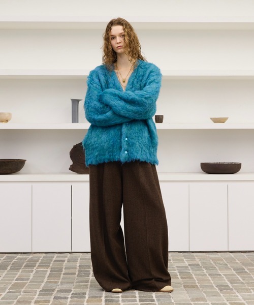 Wool blend super volume shaggy knit cardigan / ウールブレンド