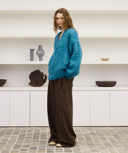 Wool blend super volume shaggy knit cardigan / ウールブレンド