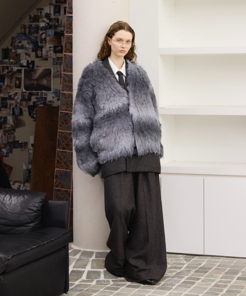 【soerte】スーパーボリュームシャギーニットカーディガン 黒 サイズ1 soerte（ソエルテ）の「SUPER VOLUME SHAGGY KNIT CARDIGAN