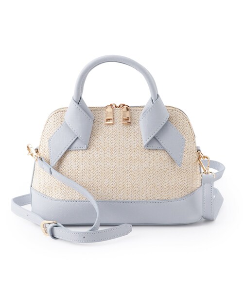 index（インデックス）の「◆雑材×合皮ブガッティ（ショルダーバッグ・レディース・ライトブルー/ブラック/ベビーピンク・00）」の2枚目の写真