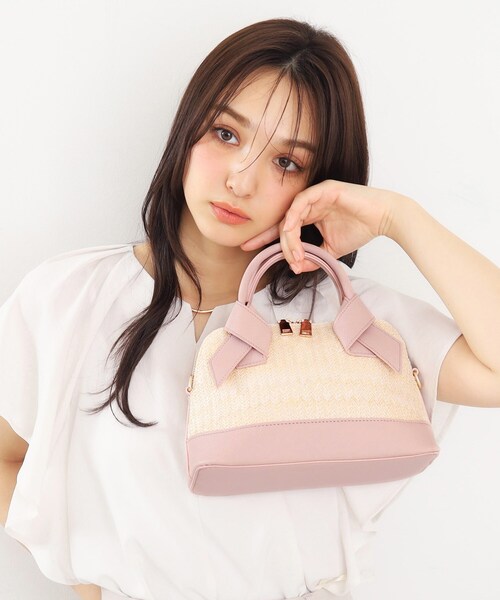 index（インデックス）の「◆雑材×合皮ブガッティ（ショルダーバッグ・レディース・ライトブルー/ブラック/ベビーピンク・00）」の5枚目の写真