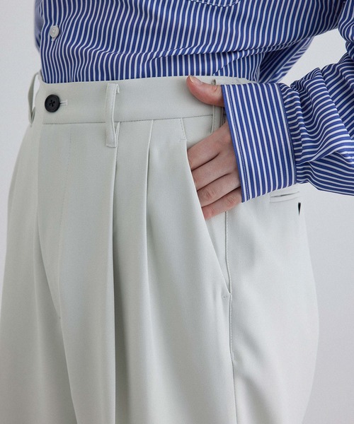 JUNRED（ジュンレッド）の「ライトスルー２タックワイドパンツ（スラックス・メンズ・ブラック/ホワイト系その他/ベージュ・L/S/M）」の12枚目の写真