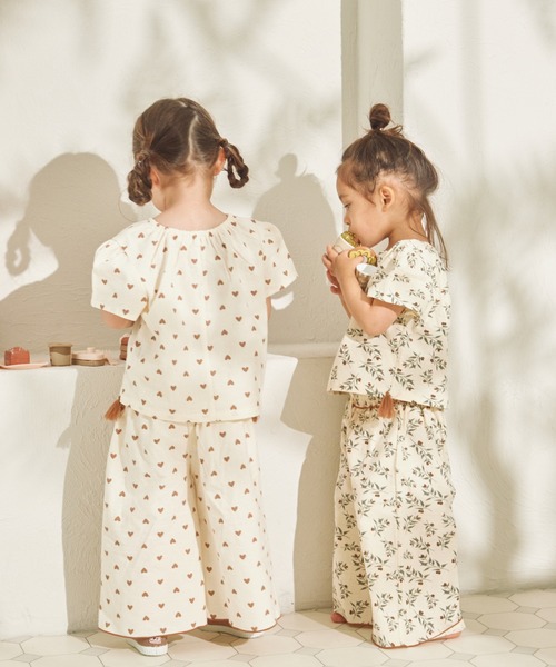 mamaページ sea and shells by pairmanon】ボリューム 配色メロー ワイドパンツ