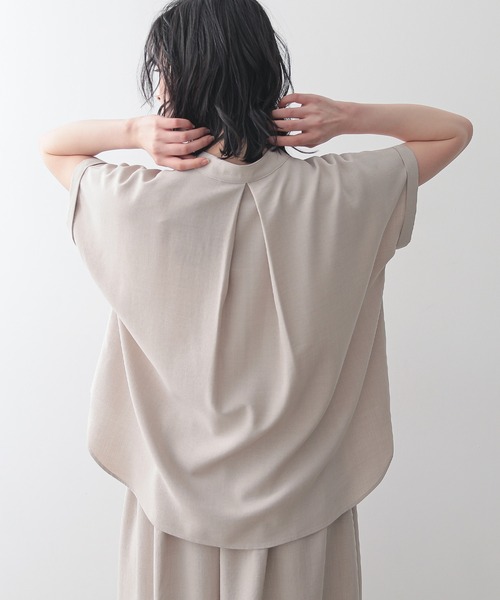 [新色追加]リネンライクバンドカラーブラウス【サスティナブル】の16枚目の写真