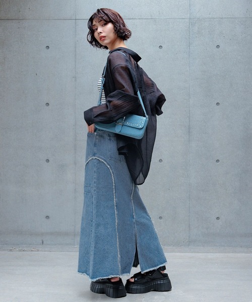 PAGEBOY（ページボーイ）の「フリンジデニムスカート（デニムスカート・レディース・ブルー/ブラック・FREE）」の10枚目の写真