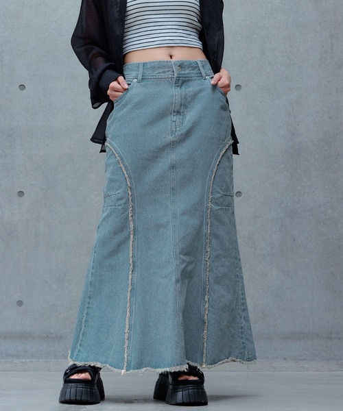 PAGEBOY（ページボーイ）の「フリンジデニムスカート（デニムスカート・レディース・ブルー/ブラック・FREE）」の8枚目の写真