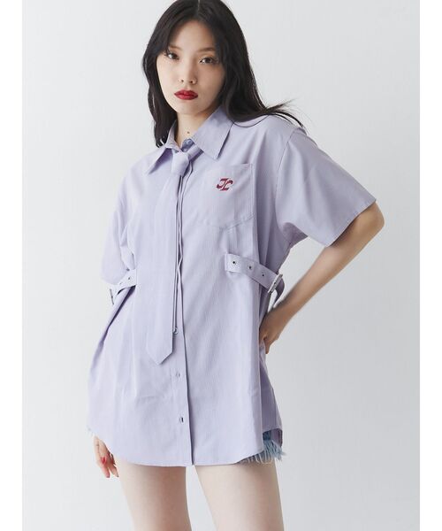 jouetie（ジュエティ）の「ネクタイチュニックシャツ【セットアイテム】（シャツ/ブラウス・レディース・パープル/ブルー・MEDIUM）」の4枚目の写真