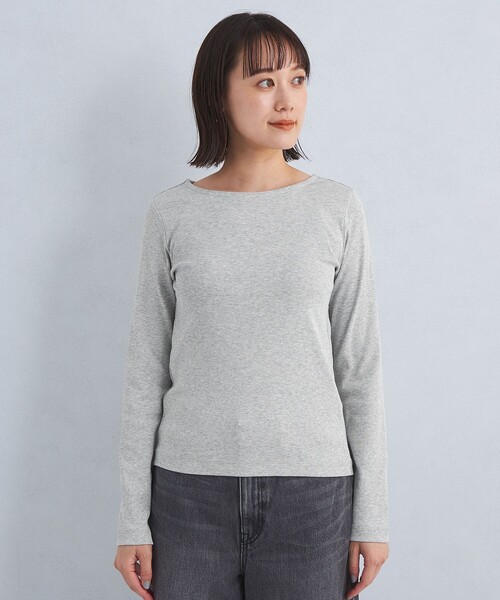 green label relaxing(グリーンレーベルリラクシング)の「フライス ボートネック ロングスリーブ プルオーバー カットソー(Tシャツ/カットソー・レディース・オフホワイト/グレー/ケリーグリーン/ブラック・FREE)」の15枚目の写真