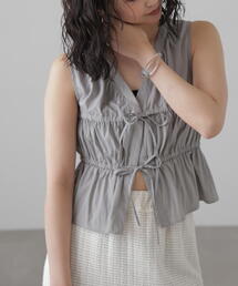 FREE'S MART | フロントリボンギャザーノースリーブブラウス(シャツ/ブラウス)