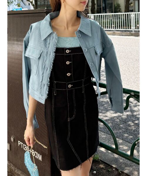 EVRIS（エヴリス）の「フリンジツイルショートジャケット（その他アウター・レディース・ブラック/アイボリー/ブルー・FREE）」の11枚目の写真