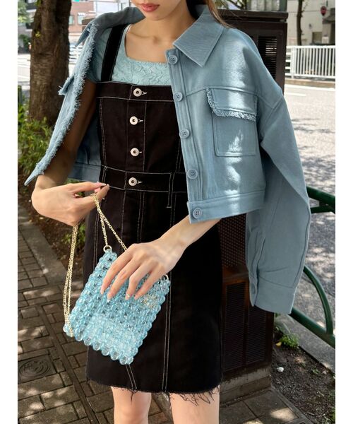 EVRIS（エヴリス）の「フリンジツイルショートジャケット（その他アウター・レディース・ブラック/アイボリー/ブルー・FREE）」の10枚目の写真