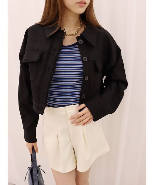 EVRIS（エヴリス）の「フリンジツイルショートジャケット（その他アウター・レディース・ブラック/アイボリー/ブルー・FREE）」の20枚目の写真