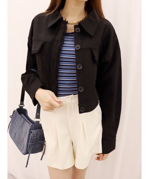 EVRIS（エヴリス）の「フリンジツイルショートジャケット（その他アウター・レディース・ブラック/アイボリー/ブルー・FREE）」の19枚目の写真