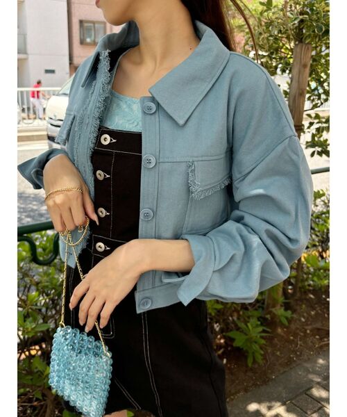 EVRIS（エヴリス）の「フリンジツイルショートジャケット（その他アウター・レディース・ブラック/アイボリー/ブルー・FREE）」の18枚目の写真